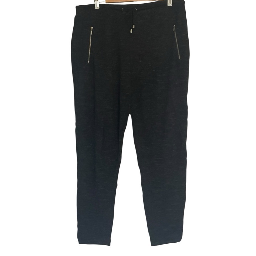 Tahari size XL Heathered Black Jogger Pants with zip pockets